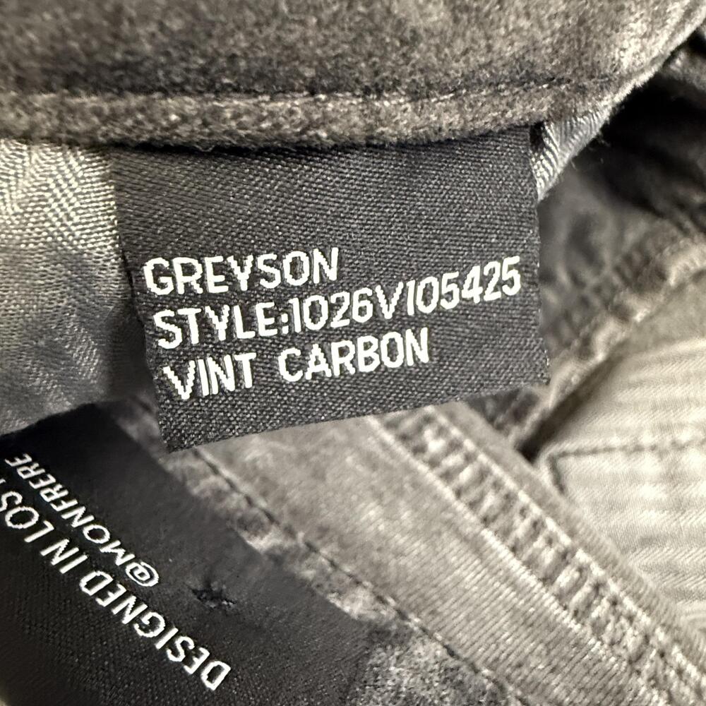 Monfrere Greyson Jeans Mens 33x32 Gray Skinny Vint Carbon Stretch Denim - Picture 9 of 12